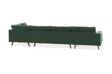 Copenhagen 5-seters Høyrevendt U-formet Sofa med Divan og Sjeselong i Fløyel - Mørk grønn - Møbler - Sofaer - U-sofa