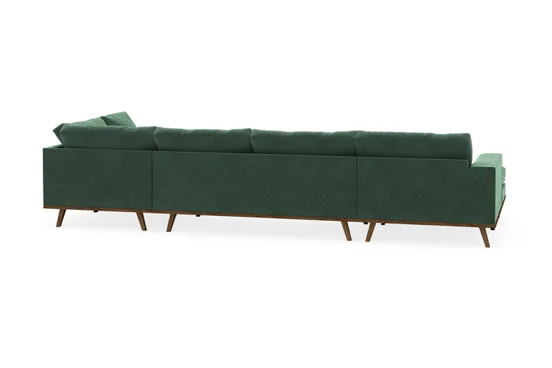 Copenhagen 5-seters Høyrevendt U-formet Sofa med Divan og Sjeselong i Fløyel - Mørk grønn - Møbler - Sofaer - U-sofa