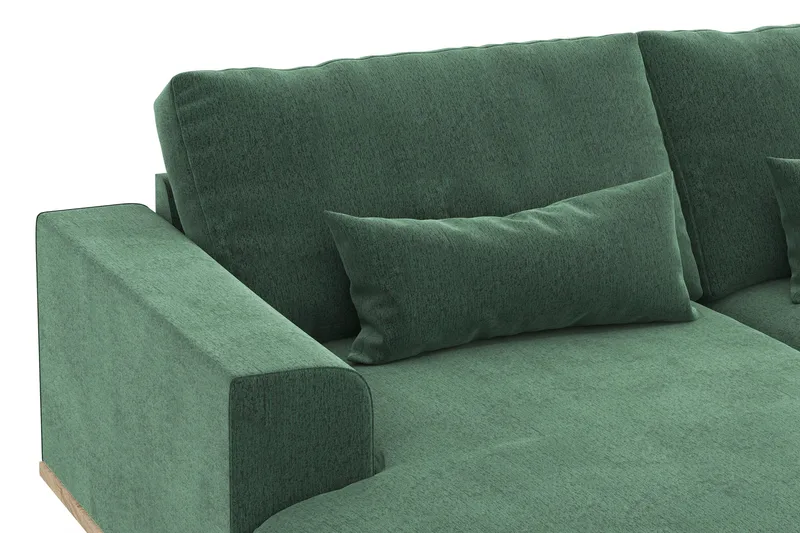 Copenhagen 5-seters Høyrevendt U-formet Sofa med Divan og Sjeselong i Fløyel - Mørk grønn - Møbler - Sofaer - U-sofa