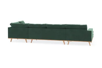 Copenhagen 5-seters Høyrevendt U-formet Sofa med Divan og Sjeselong i Fløyel - Mørk grønn - Møbler - Sofaer - U-sofa