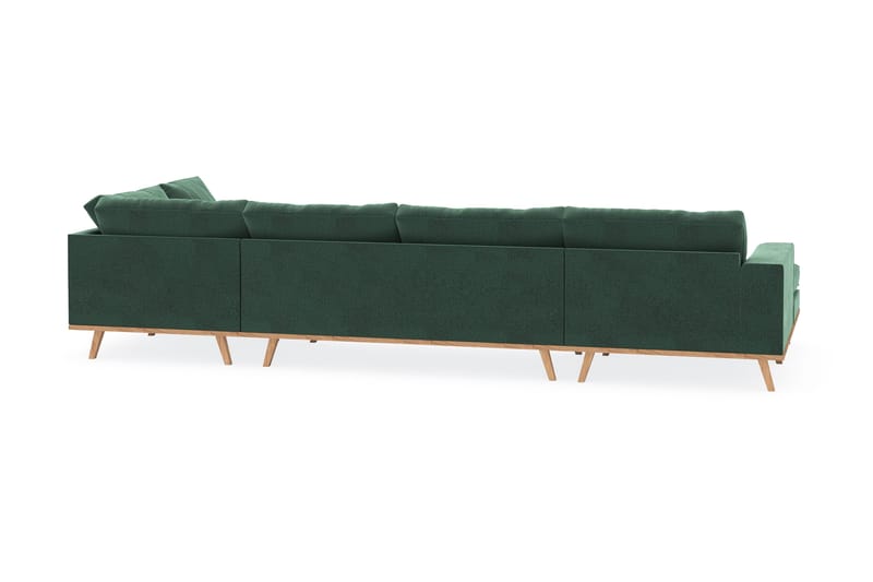 Copenhagen 5-seters Høyrevendt U-formet Sofa med Divan og Sjeselong i Fløyel - Mørk grønn - Møbler - Sofaer - U-sofa