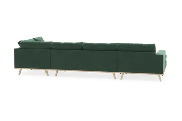 Copenhagen 5-seters Høyrevendt U-formet Sofa med Divan og Sjeselong i Fløyel - Mørk grønn - Møbler - Sofaer - U-sofa