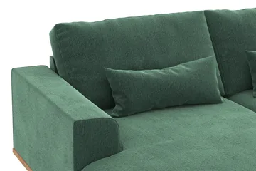 Copenhagen 5-seters Høyrevendt U-formet Sofa med Divan og Sjeselong i Fløyel - Mørk grønn - Møbler - Sofaer - U-sofa