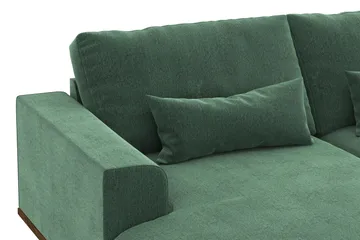 Copenhagen 5-seters Høyrevendt U-formet Sofa med Divan og Sjeselong i Fløyel - Mørk grønn - Møbler - Sofaer - U-sofa