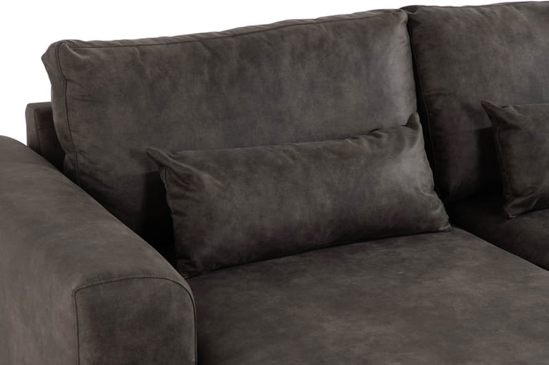 Copenhagen 5-seters Høyrevendt U-formet Sofa med Divan og Sjeselong i Kunstlær - Mørk grå - Møbler - Sofaer - U-sofa