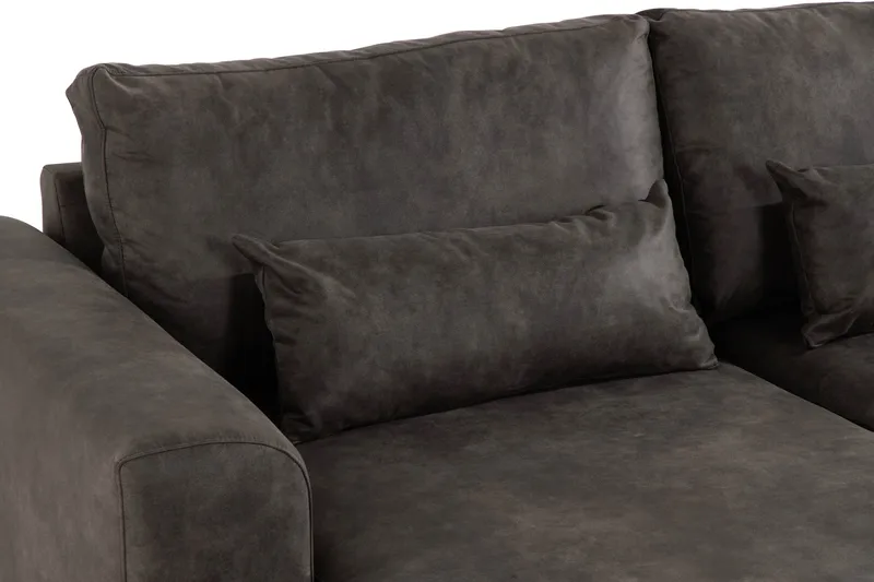 Copenhagen 5-seters Høyrevendt U-formet Sofa med Divan og Sjeselong i Kunstlær - Mørk grå - Møbler - Sofaer - U-sofa