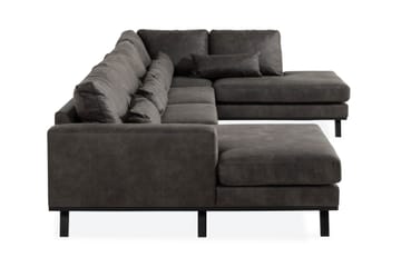 Copenhagen 5-seters Høyrevendt U-formet Sofa med Divan og Sjeselong i Kunstlær - Mørk grå - Møbler - Sofaer - U-sofa