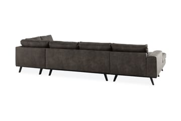 Copenhagen 5-seters Høyrevendt U-formet Sofa med Divan og Sjeselong i Kunstlær - Mørk grå - Møbler - Sofaer - U-sofa
