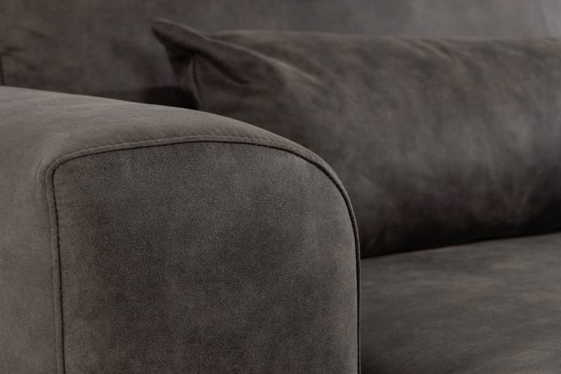 Copenhagen 5-seters Høyrevendt U-formet Sofa med Divan og Sjeselong i Kunstlær - Mørk grå - Møbler - Sofaer - U-sofa