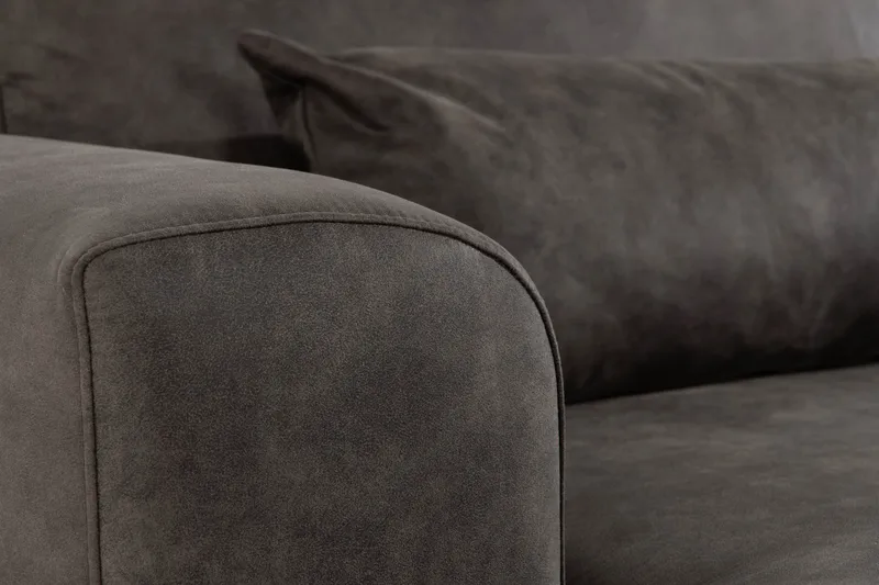 Copenhagen 5-seters Høyrevendt U-formet Sofa med Divan og Sjeselong i Kunstlær - Mørk grå - Møbler - Sofaer - U-sofa