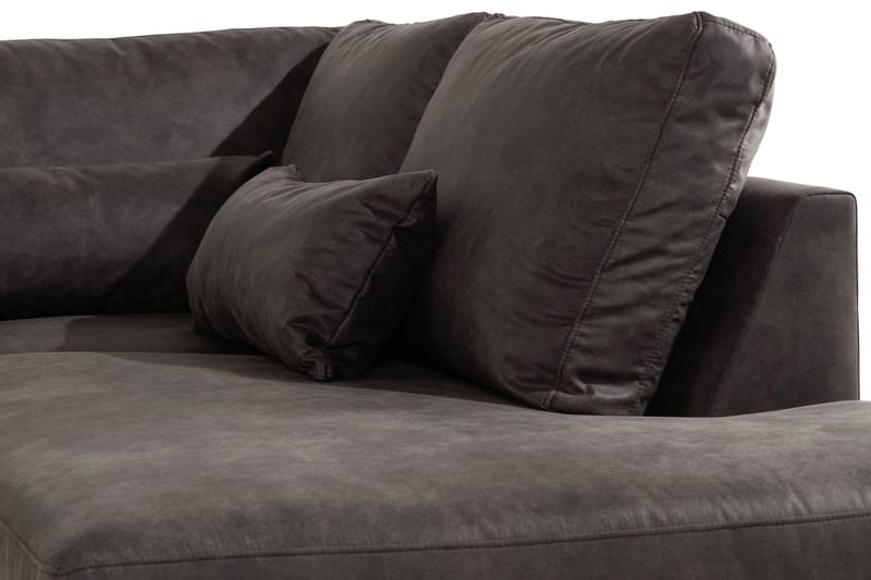 Copenhagen 5-seters Høyrevendt U-formet Sofa med Divan og Sjeselong i Kunstlær - Mørk grå - Møbler - Sofaer - U-sofa