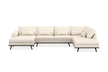 Copenhagen 5-seters Høyrevendt U-formet Sofa med Divan og Sjeselong i Manchester - Beige - Møbler - Sofaer - U-sofa