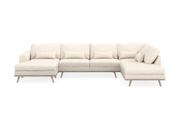 Copenhagen 5-seters Høyrevendt U-formet Sofa med Divan og Sjeselong i Manchester - Beige - Møbler - Sofaer - U-sofa