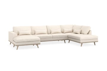Copenhagen 5-seters Høyrevendt U-formet Sofa med Divan og Sjeselong i Manchester - Beige - Møbler - Sofaer - U-sofa