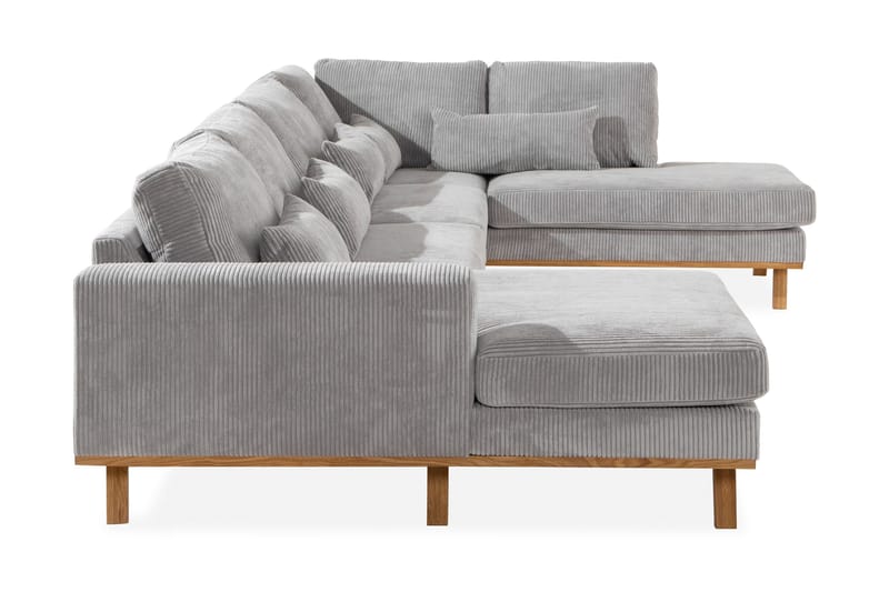 Copenhagen 5-seters Høyrevendt U-formet Sofa med Divan og Sjeselong i Manchester - Lys grå - Møbler - Sofaer - U-sofa