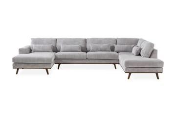 Copenhagen 5-seters Høyrevendt U-formet Sofa med Divan og Sjeselong i Manchester - Lys grå - Møbler - Sofaer - U-sofa