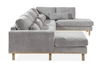 Copenhagen 5-seters Høyrevendt U-formet Sofa med Divan og Sjeselong i Manchester - Lys grå - Møbler - Sofaer - U-sofa