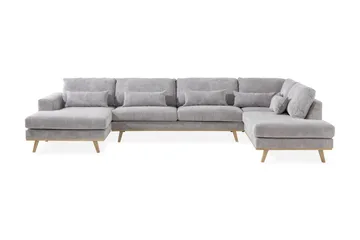 Copenhagen 5-seters Høyrevendt U-formet Sofa med Divan og Sjeselong i Manchester - Lys grå - Møbler - Sofaer - U-sofa