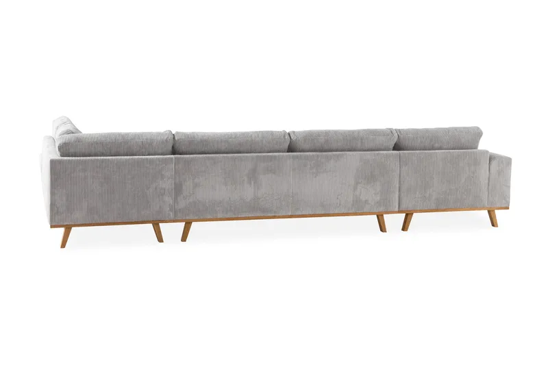 Copenhagen 5-seters Høyrevendt U-formet Sofa med Divan og Sjeselong i Manchester - Lys grå - Møbler - Sofaer - U-sofa