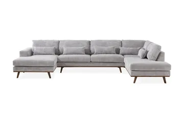 Copenhagen 5-seters Høyrevendt U-formet Sofa med Divan og Sjeselong i Manchester - Lys grå - Møbler - Sofaer - U-sofa