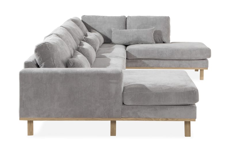 Copenhagen 5-seters Høyrevendt U-formet Sofa med Divan og Sjeselong i Manchester - Lys grå - Møbler - Sofaer - U-sofa