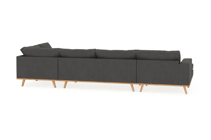 Copenhagen 5-seters Høyrevendt U-formet Sofa med Divan og Sjeselong i Manchester - Mørk grå - Møbler - Sofaer - U-sofa