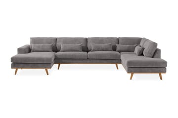 Copenhagen 5-seters Høyrevendt U-formet Sofa med Divan og Sjeselong i Manchester - Mørk grå - Møbler - Sofaer - U-sofa