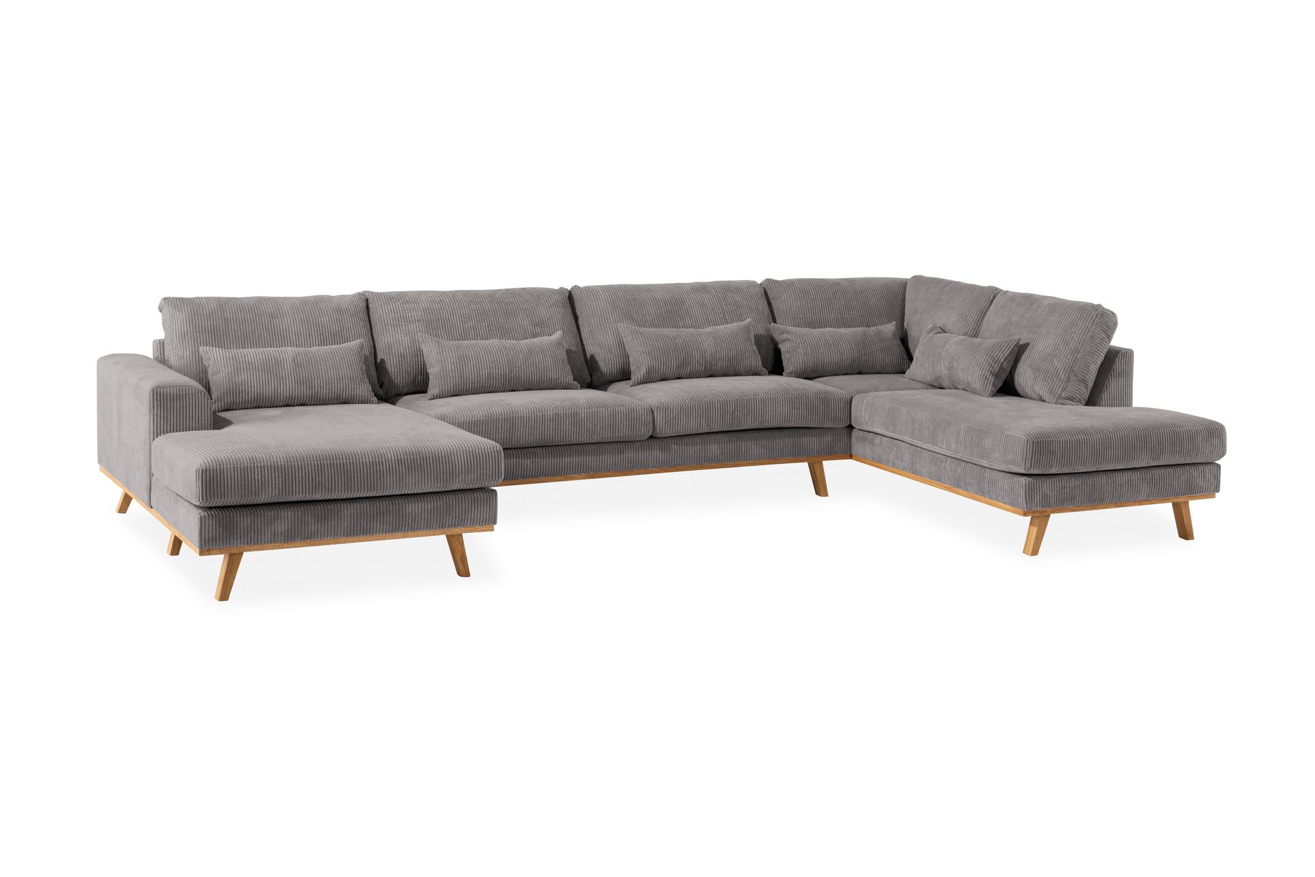 Copenhagen 5-seters Høyrevendt U-formet Sofa med Divan og Sjeselong i Manchester - Mørk grå - Møbler - Sofaer - U-sofa