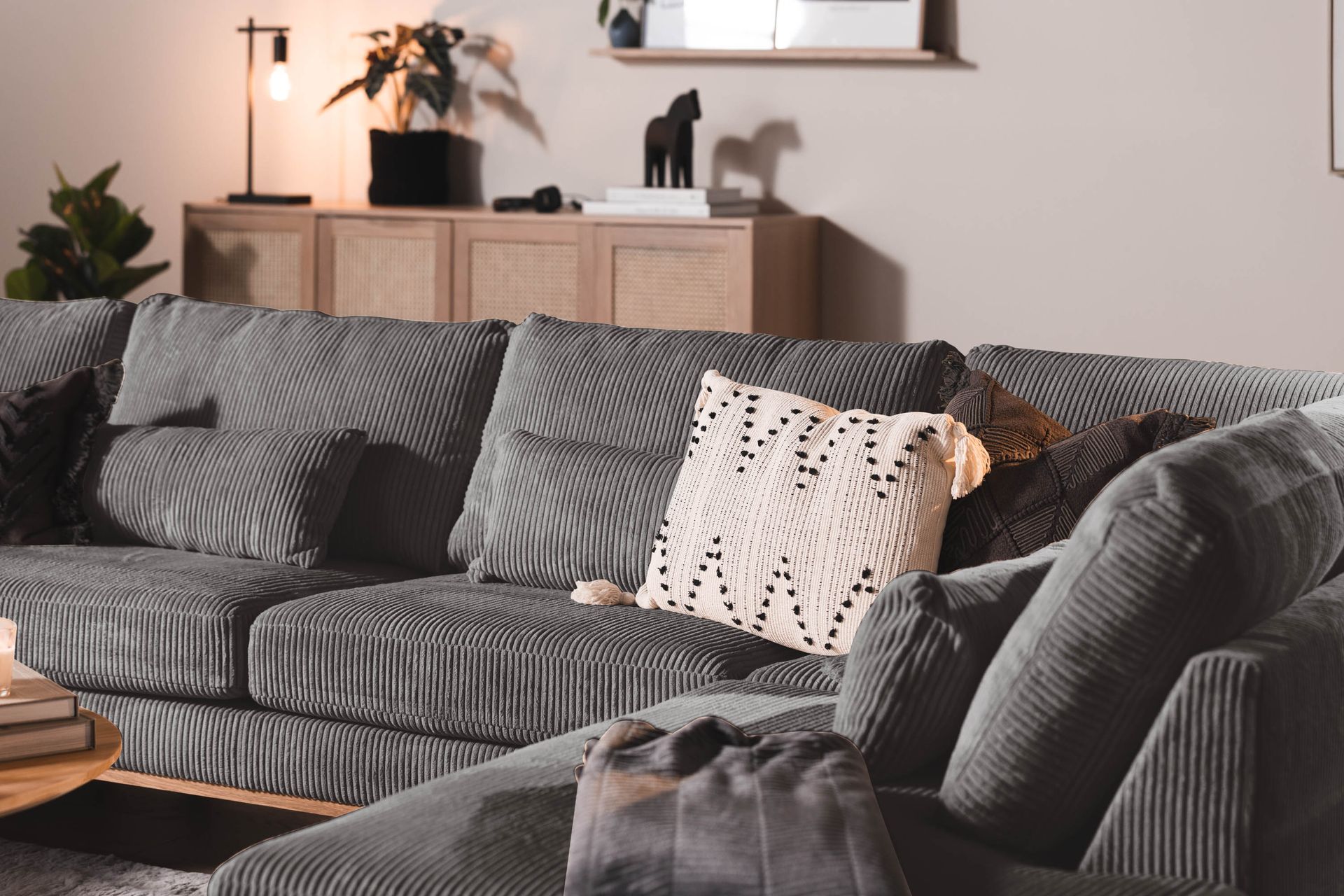 Copenhagen 5-seters Høyrevendt U-formet Sofa med Divan og Sjeselong i Manchester - Mørk grå - Møbler - Sofaer - U-sofa