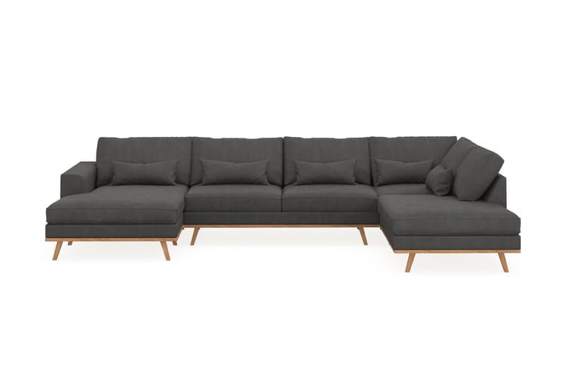 Copenhagen 5-seters Høyrevendt U-formet Sofa med Divan og Sjeselong i Manchester - Mørk grå - Møbler - Sofaer - U-sofa