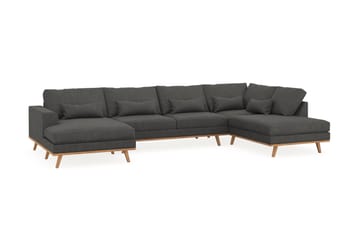 Copenhagen 5-seters Høyrevendt U-formet Sofa med Divan og Sjeselong i Manchester - Mørk grå - Møbler - Sofaer - U-sofa