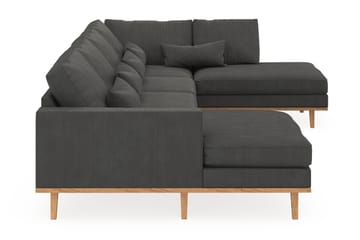 Copenhagen 5-seters Høyrevendt U-formet Sofa med Divan og Sjeselong i Manchester - Mørk grå - Møbler - Sofaer - U-sofa