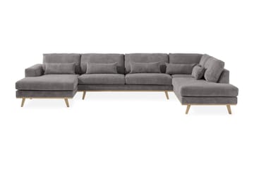 Copenhagen 5-seters Høyrevendt U-formet Sofa med Divan og Sjeselong i Manchester - Mørk grå - Møbler - Sofaer - U-sofa