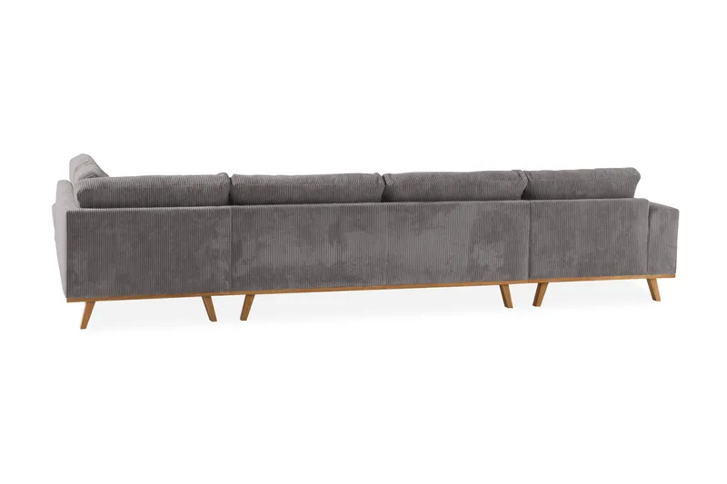 Copenhagen 5-seters Høyrevendt U-formet Sofa med Divan og Sjeselong i Manchester - Mørk grå - Møbler - Sofaer - U-sofa