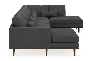 Copenhagen 5-seters Høyrevendt U-formet Sofa med Divan og Sjeselong i Manchester - Mørk grå - Møbler - Sofaer - U-sofa