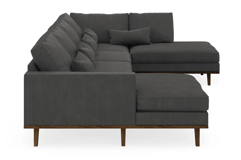 Copenhagen 5-seters Høyrevendt U-formet Sofa med Divan og Sjeselong i Manchester - Mørk grå - Møbler - Sofaer - U-sofa