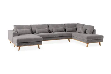 Copenhagen 5-seters Høyrevendt U-formet Sofa med Divan og Sjeselong i Manchester - Mørk grå - Møbler - Sofaer - U-sofa