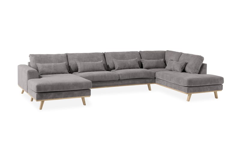 Copenhagen 5-seters Høyrevendt U-formet Sofa med Divan og Sjeselong i Manchester - Mørk grå - Møbler - Sofaer - U-sofa