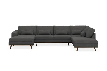 Copenhagen 5-seters Høyrevendt U-formet Sofa med Divan og Sjeselong i Manchester - Mørk grå - Møbler - Sofaer - U-sofa
