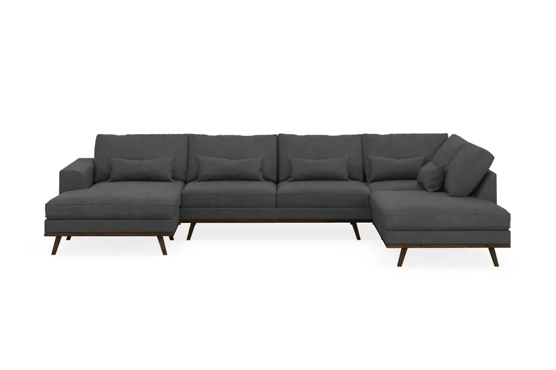 Copenhagen 5-seters Høyrevendt U-formet Sofa med Divan og Sjeselong i Manchester - Mørk grå - Møbler - Sofaer - U-sofa
