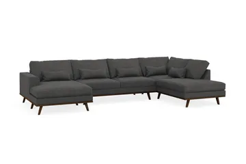 Copenhagen 5-seters Høyrevendt U-formet Sofa med Divan og Sjeselong i Manchester - Mørk grå - Møbler - Sofaer - U-sofa