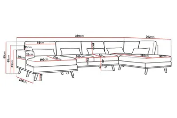 Copenhagen 5-seters Høyrevendt U-formet Sofa med Divan og Sjeselong i Manchester - Mørk grå - Møbler - Sofaer - U-sofa