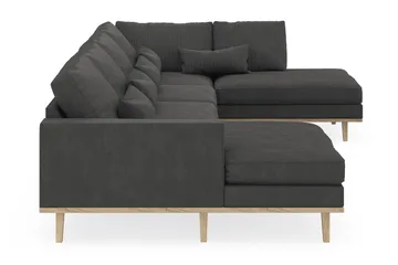 Copenhagen 5-seters Høyrevendt U-formet Sofa med Divan og Sjeselong i Manchester - Mørk grå - Møbler - Sofaer - U-sofa