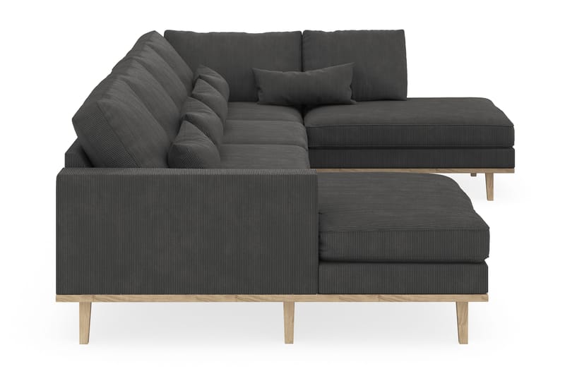 Copenhagen 5-seters Høyrevendt U-formet Sofa med Divan og Sjeselong i Manchester - Mørk grå - Møbler - Sofaer - U-sofa