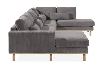 Copenhagen 5-seters Høyrevendt U-formet Sofa med Divan og Sjeselong i Manchester - Mørk grå - Møbler - Sofaer - U-sofa