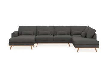 Copenhagen 5-seters Høyrevendt U-formet Sofa med Divan og Sjeselong i Manchester - Mørk grå - Møbler - Sofaer - U-sofa