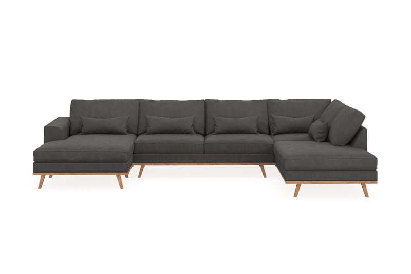 Copenhagen 5-seters Høyrevendt U-formet Sofa med Divan og Sjeselong i Manchester - Mørk grå - Møbler - Sofaer - U-sofa