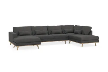 Copenhagen 5-seters Høyrevendt U-formet Sofa med Divan og Sjeselong i Manchester - Mørk grå - Møbler - Sofaer - U-sofa