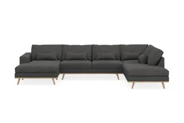 Copenhagen 5-seters Høyrevendt U-formet Sofa med Divan og Sjeselong i Manchester - Mørk grå - Møbler - Sofaer - U-sofa