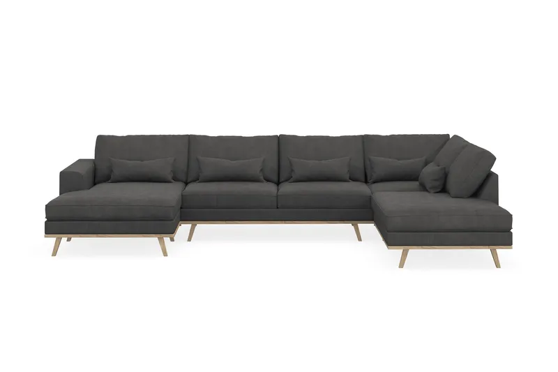 Copenhagen 5-seters Høyrevendt U-formet Sofa med Divan og Sjeselong i Manchester - Mørk grå - Møbler - Sofaer - U-sofa